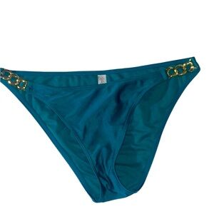Wolf & Whistle Teal Bikini Bottom Gold Chain Detail Size 10